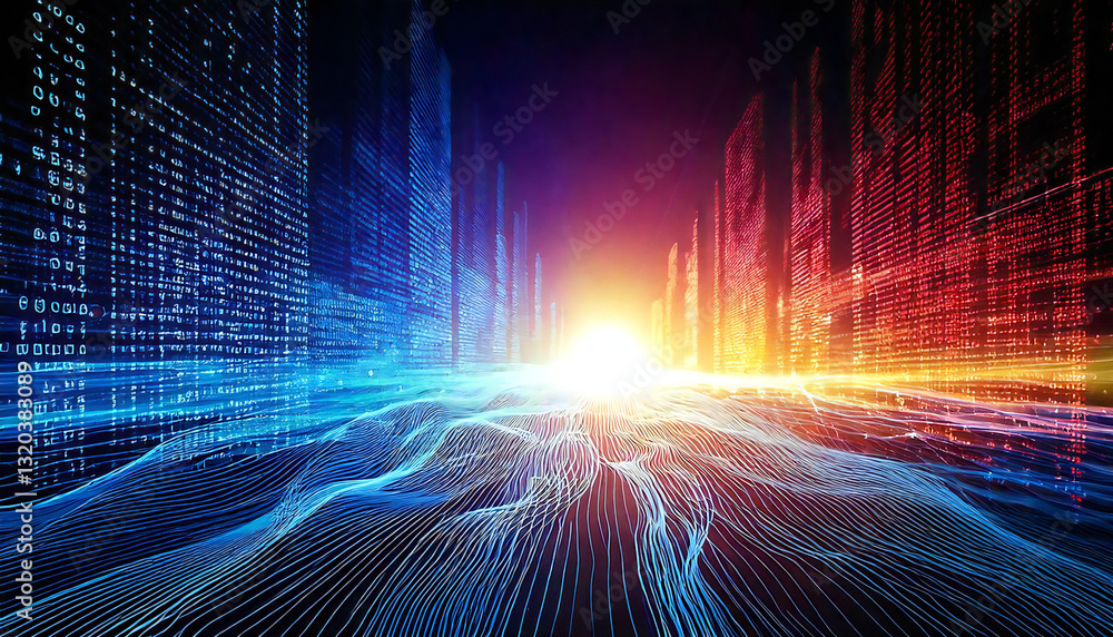 Poster abstract digital data background. image for imagining network functioning, technological process, di