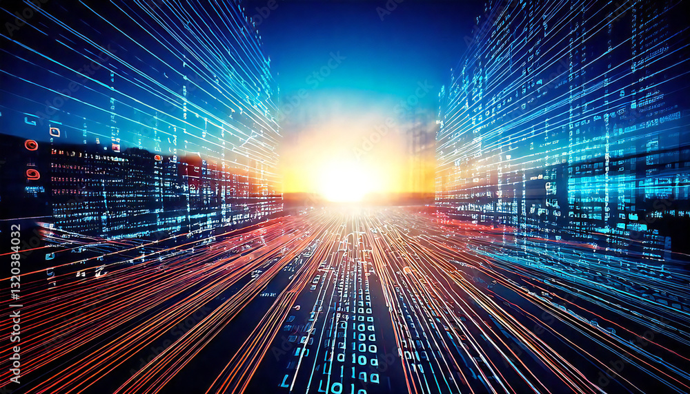 Poster abstract digital data background. image for imagining network functioning, technological process, di