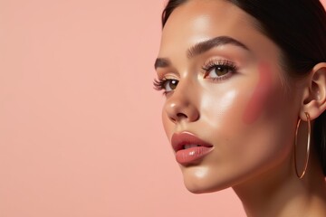 Fototapeta premium Creative beauty makeup with soft pink tones