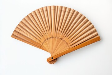 Wooden Hand Fan for White Background, Asian Style.