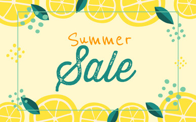 レモン柄の夏のセール背景