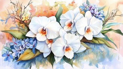 Obraz premium Rare White Ghost Orchid with Delicate Petals in Artistic Floral Composition