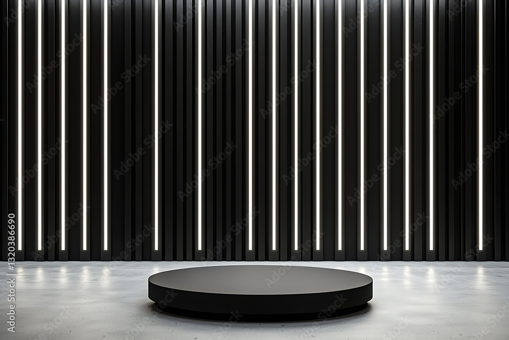 Poster illuminated circular stage setup modern studio photo minimalistic environment centered viewpoint cre