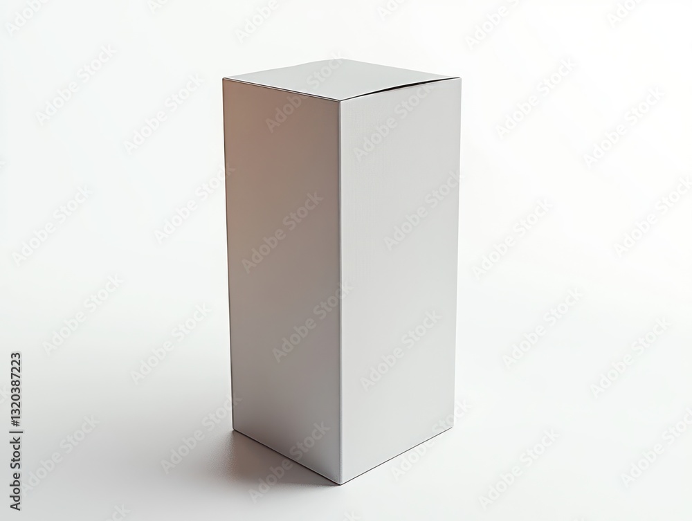Poster minimalistic white cardboard box container for packaging and branding