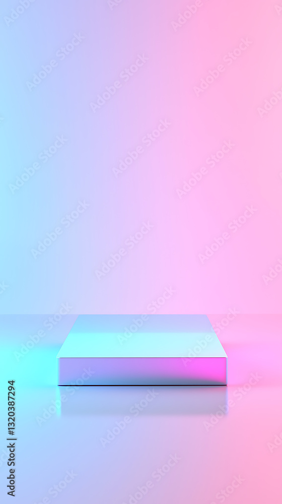 Aufkleber illuminated minimalist display box studio digital art modern space centered view contemporary design
