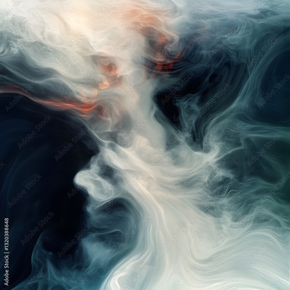 Poster abstract flowing smoke patterns creating a dynamic and ethereal composition