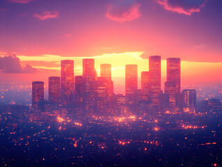 Obraz premium City Sunset Panorama