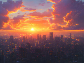 City Sunset Skyline