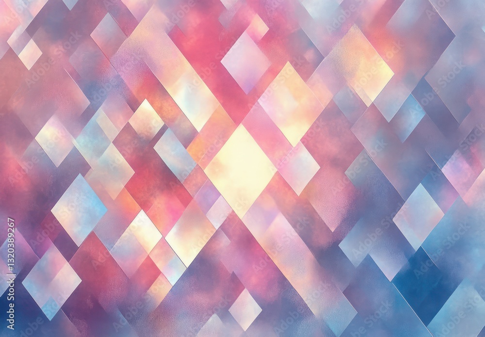 Poster iridescent abstract geometric pattern with shiny sparkles and pastel tones for festive celebrations
