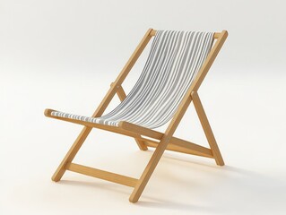 Wooden Beach Chair with Striped Fabric for Summer Relaxation and Leisure