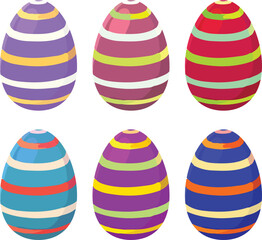 Vibrant Striped Easter Eggs Collection – Colorful Decorative Holiday Design for Festive Celebrations