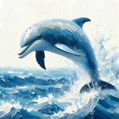 돌고래, 임파스토 기법 일러스트, jpeg (Dolphin, Impasto Techniques Illustration, jpeg)