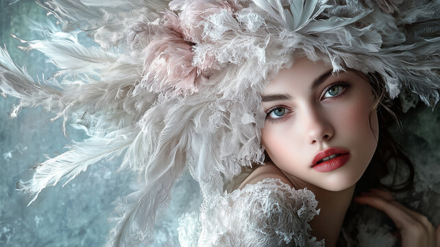 Closeup Portrait Of A Woman With Ornate - Powered by Adobe