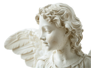 Serene Cherubic Angel Sculpture: A Close-Up of Tranquility