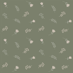 Vector seamless pattern with a simple small plants. Floral tender wallpaper. texture with a nice flowers for textile or wrapping paper. Summer repeat ornament in a flat style.
