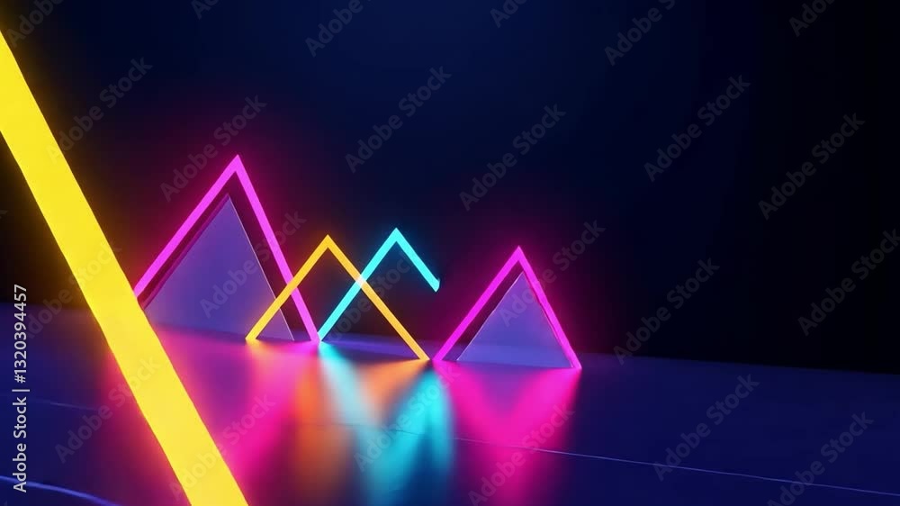 Aufkleber colorful neon triangles and arrows futuristic journey of growth and progress with vibrant lights and