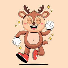Happy deer cartoon mascot