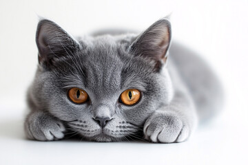 Cute british shorthair cat isolated on white background