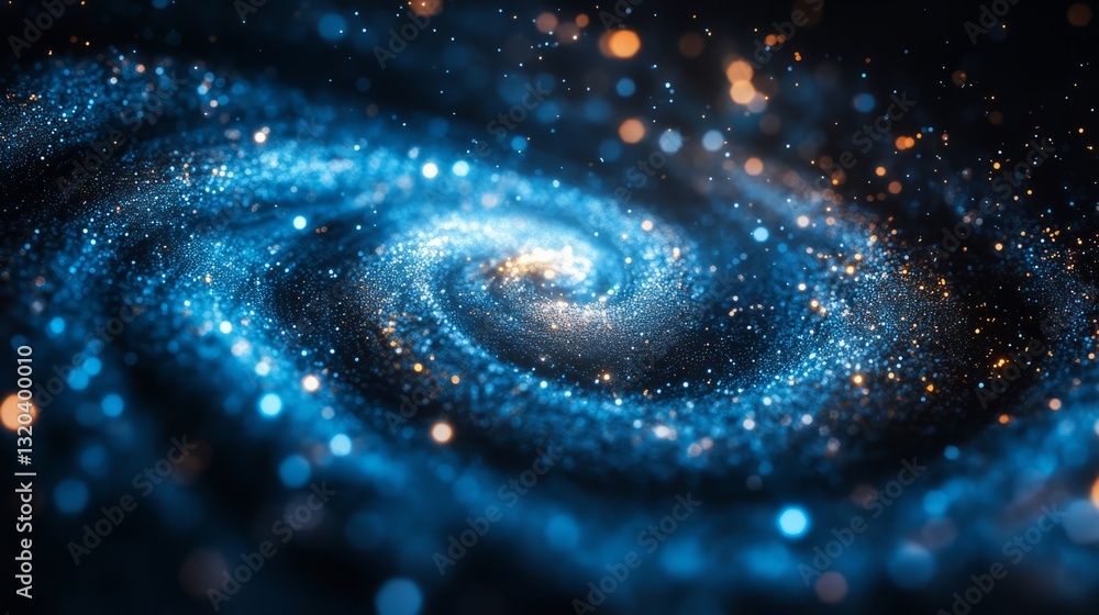 Aufkleber chaotic swirl of blue and silver particles, creating intricate patterns suspended in black space