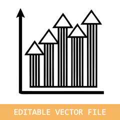 growth increase and decrease sign. economy rise and decline symbol. upward or downward trend bar chart icon.