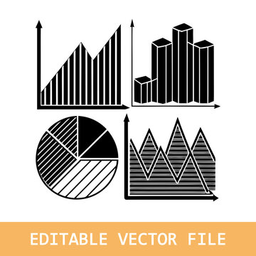 Up and down graph chart vector icon set. growth increase and decrease sign. economy rise and decline symbol. 
