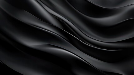 Fototapeta premium Abstract Black Fabric Waves Elegant Swirling Dark Smooth Silky Background Texture Design