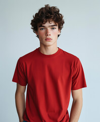 Red Crew Neck T-Shirt Mockup for Screen Printing