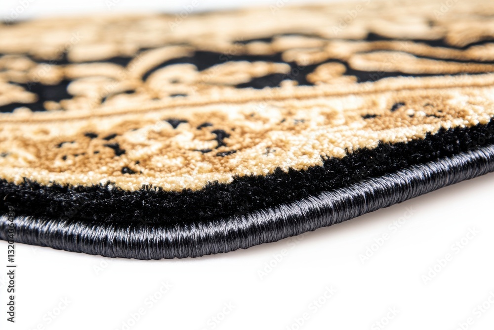 Poster stylish area rug with intricate patterns set against a clean white background showcasing sharp detai