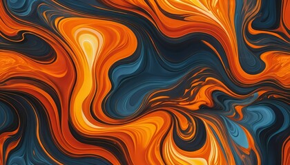 Obraz premium Dark Embers: Abstract Art with Orange and Black Fluid Textures
