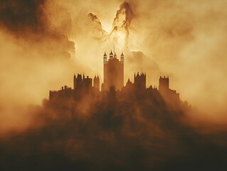 Fototapeta premium Mysterious City in Smoky Skies