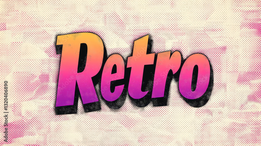 Poster retro text effect with vibrant gradient and halftone background evokes nostalgia and creativity