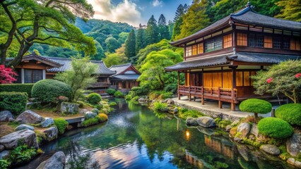 Japan Traditional Architecture Nature Serenity High Depth of Field Photography