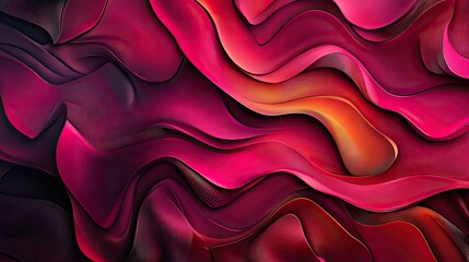 Obraz premium Abstract Crimson and Magenta Swirls Deep Pink Waves Digital Art
