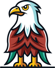 Bold Eagle Vector Illustration with Strong Features, A striking vector illustration of an eagle with bold colors and strong features, ideal for wildlife and nature-themed designs.
