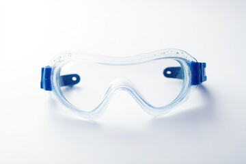 Stock photo of safety goggles on a white background, featuring sharp details and realistic lighting