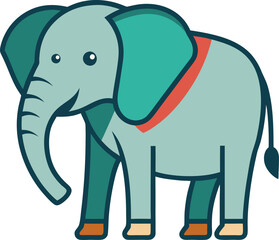 Colorful Elephant Vector Illustration with Playful Design, A cheerful vector illustration of an elephant with vibrant colors and a fun, friendly design, ideal for animal-themed projects.
