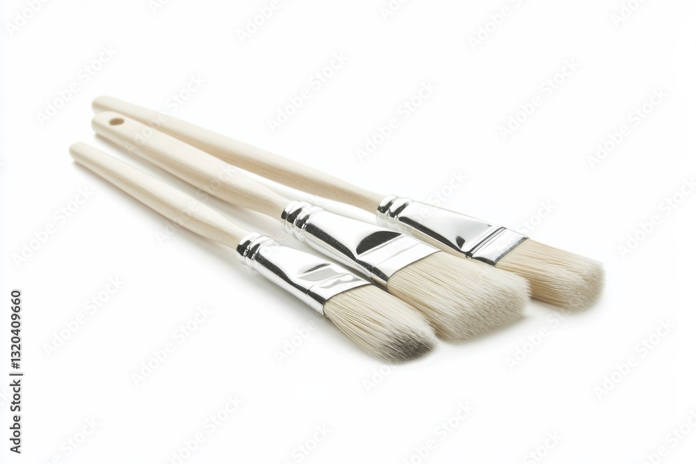 Poster professional paintbrush set isolated on a clean white background with realistic lighting and sharp d