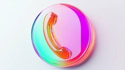 Naklejka premium Colorful Phone Icon on White Background