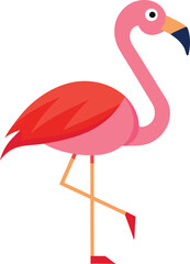 Bright Flamingo Vector Illustration Standing on One Leg, A vibrant vector illustration of a flamingo balancing on one leg, with a playful and simple design, perfect for tropical themes.

