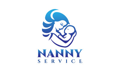 Mother Baby Care Nanny Service Logo Design, Kids Love And Adorable Love Caring Moment, Nanny Logo Vector Icon Symbol Silhouette Illustration brand identity business company mother and baby icon symbol