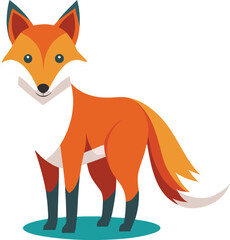 Fototapeta premium Cute Fox Vector Illustration with Tail and Ears, A charming vector illustration of a fox with a bushy tail, bright eyes, and colorful fur, ideal for playful designs. 
