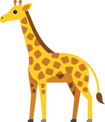 Giraffe Vector Illustration with Yellow and Brown Spots, A bright and colorful vector illustration of a giraffe with yellow and brown spots, perfect for playful and fun designs.
