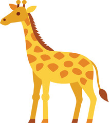 Fototapeta premium Giraffe Vector Illustration with Yellow and Brown Spots, A bright and colorful vector illustration of a giraffe with yellow and brown spots, perfect for playful and fun designs. 