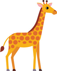 Fototapeta premium Vector of a Cheerful Giraffe Illustration, A cheerful vector illustration of a giraffe with yellow fur, orange spots, and a friendly smile. 