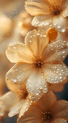 Fototapeta premium flowers with water drops close up.