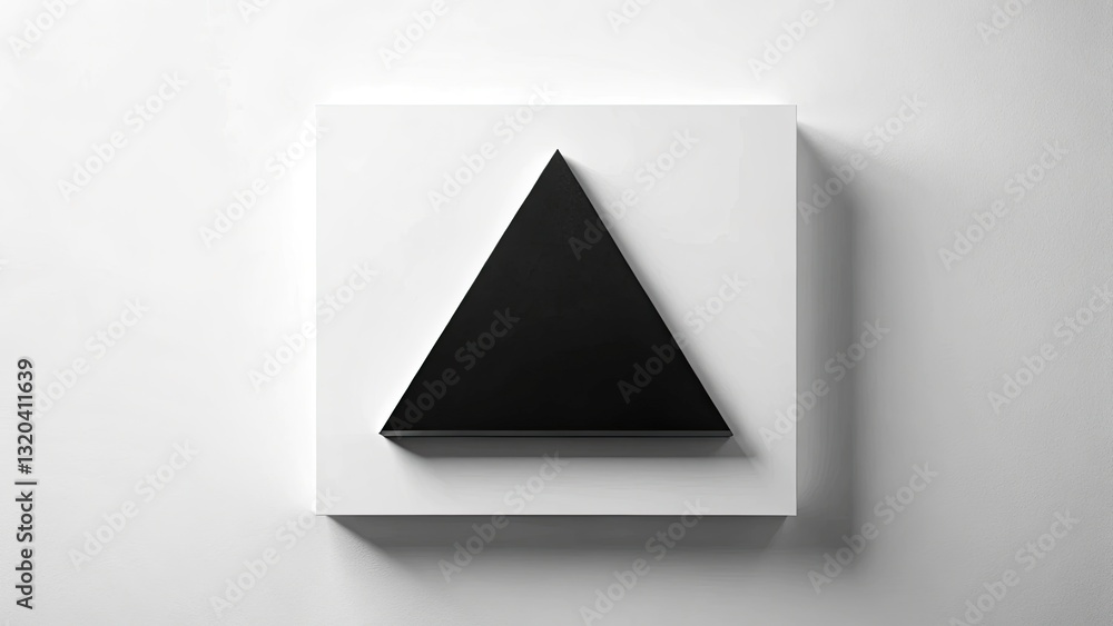 Poster minimalist black triangle on white square background for modern design and art concepts