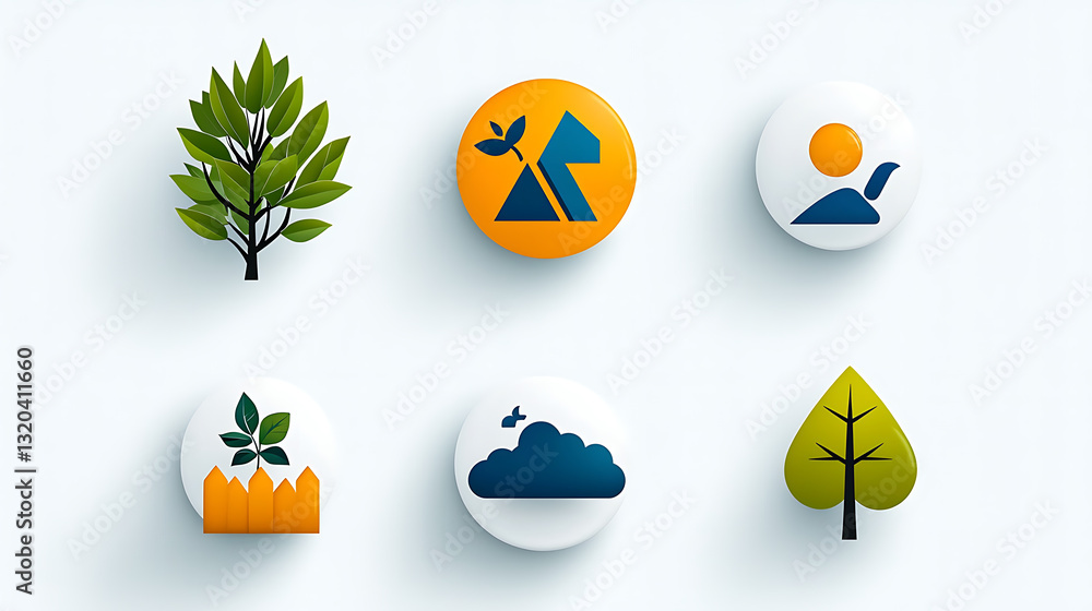 Poster modern environmental icons design for clean and sharp nature representation digital graphics minimal