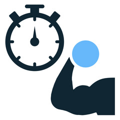 Fitness timer icon vector symbolizing time tracking for workouts and exercise routines. Perfect for gym, training, sports, and fitness-related designs.