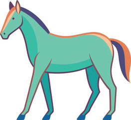Stylized Horse Vector Illustration with Vibrant Colors, Modern and stylized horse vector design featuring vibrant colors and a simple, sleek shape, perfect for animal and farm-themed illustrations.

