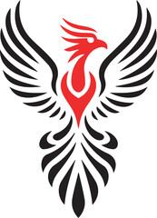 Fototapeta premium Stylized Phoenix Logo Design in Black and Red
